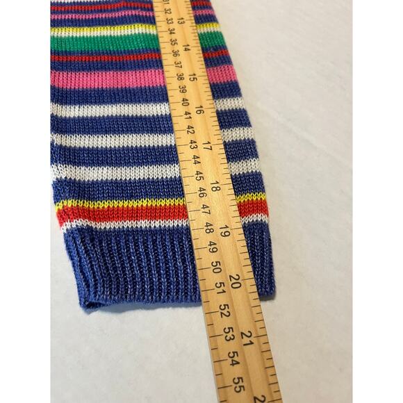 TALBOTS 100% Linen Sweater Medium Oversized Rainbow Striped Linen 3/4 Sleeve - Picture 9 of 10